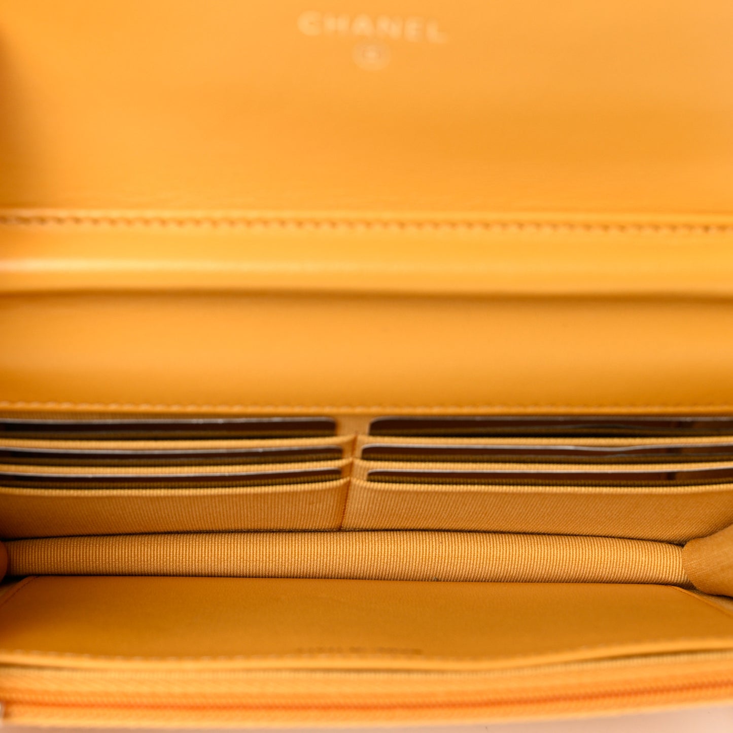 Lambskin Quilted Studded CC Wallet On Chain WOC Yellow