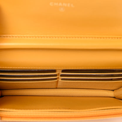Chanel Lambskin Quilted Studded CC Wallet On Chain WOC Yellow 5 of 8