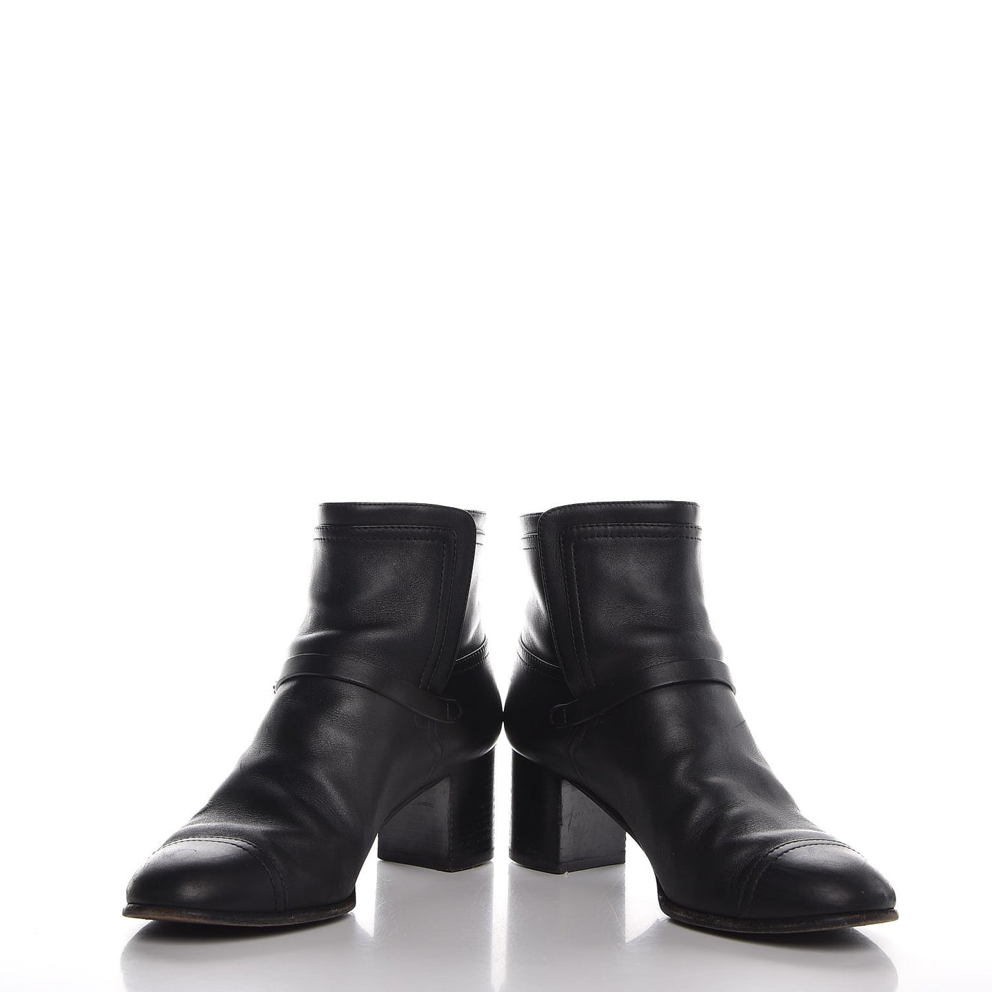 Calfskin CC Buckle Short Boots 38 Black