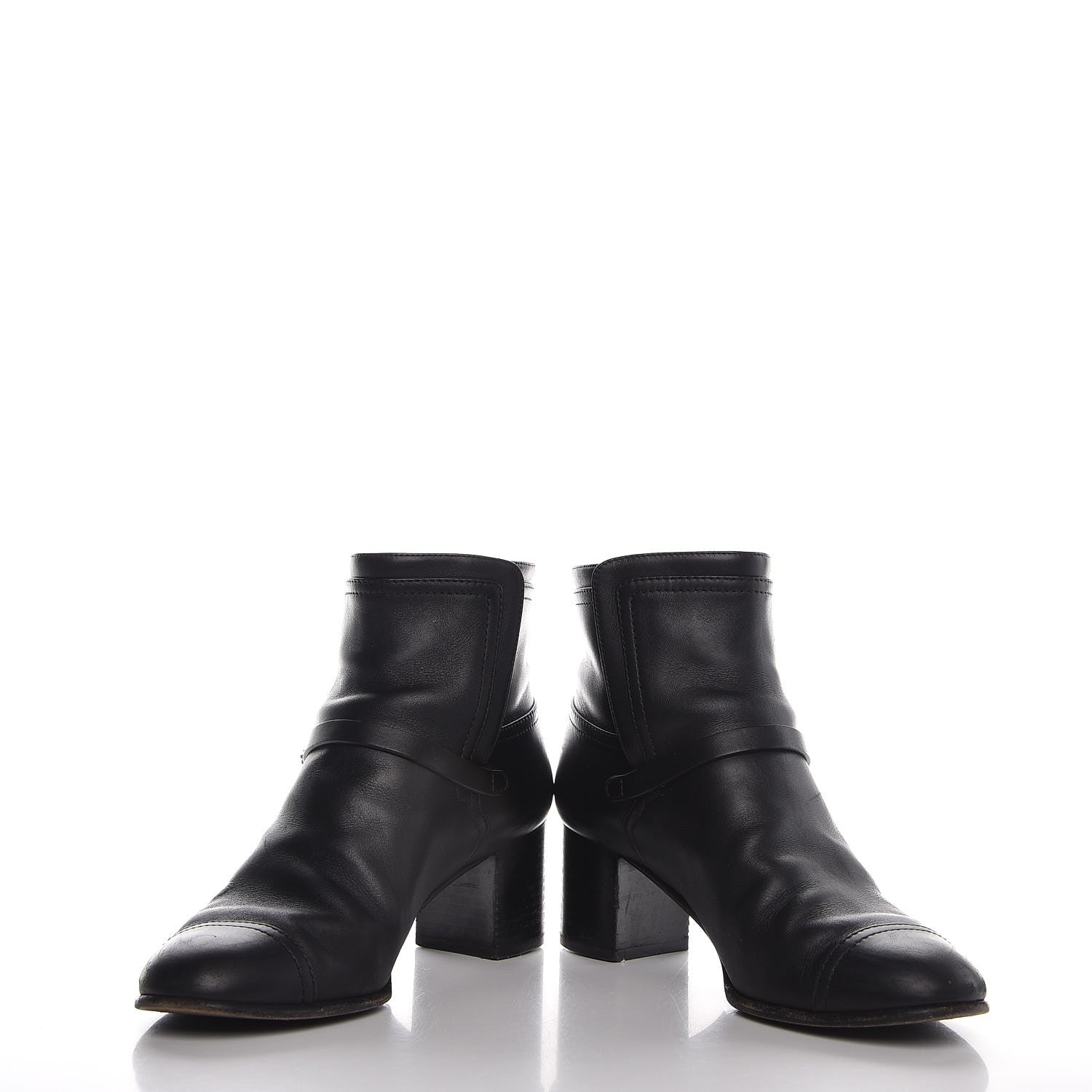 Chanel Calfskin CC Buckle Short Boots 38 Black 6 of 11