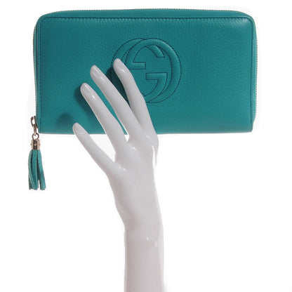 Gucci Pebbled Calfskin Soho Zip Around Wallet Deep Cobalt 2 of 7