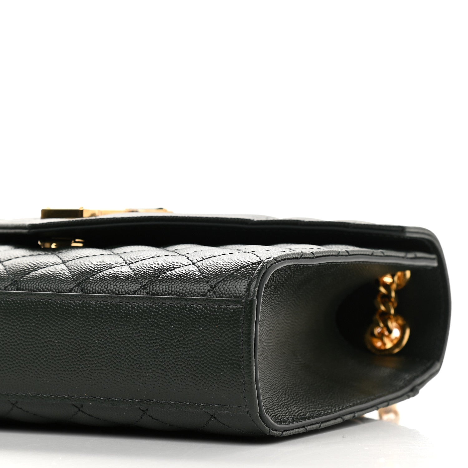 Saint Laurent Grain De Poudre Textured Mixed Matelasse Medium Triquilt Monogram Satchel Vert Fonce 9 of 9