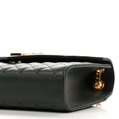 Saint Laurent Grain De Poudre Textured Mixed Matelasse Medium Triquilt Monogram Satchel Vert Fonce 9 of 9