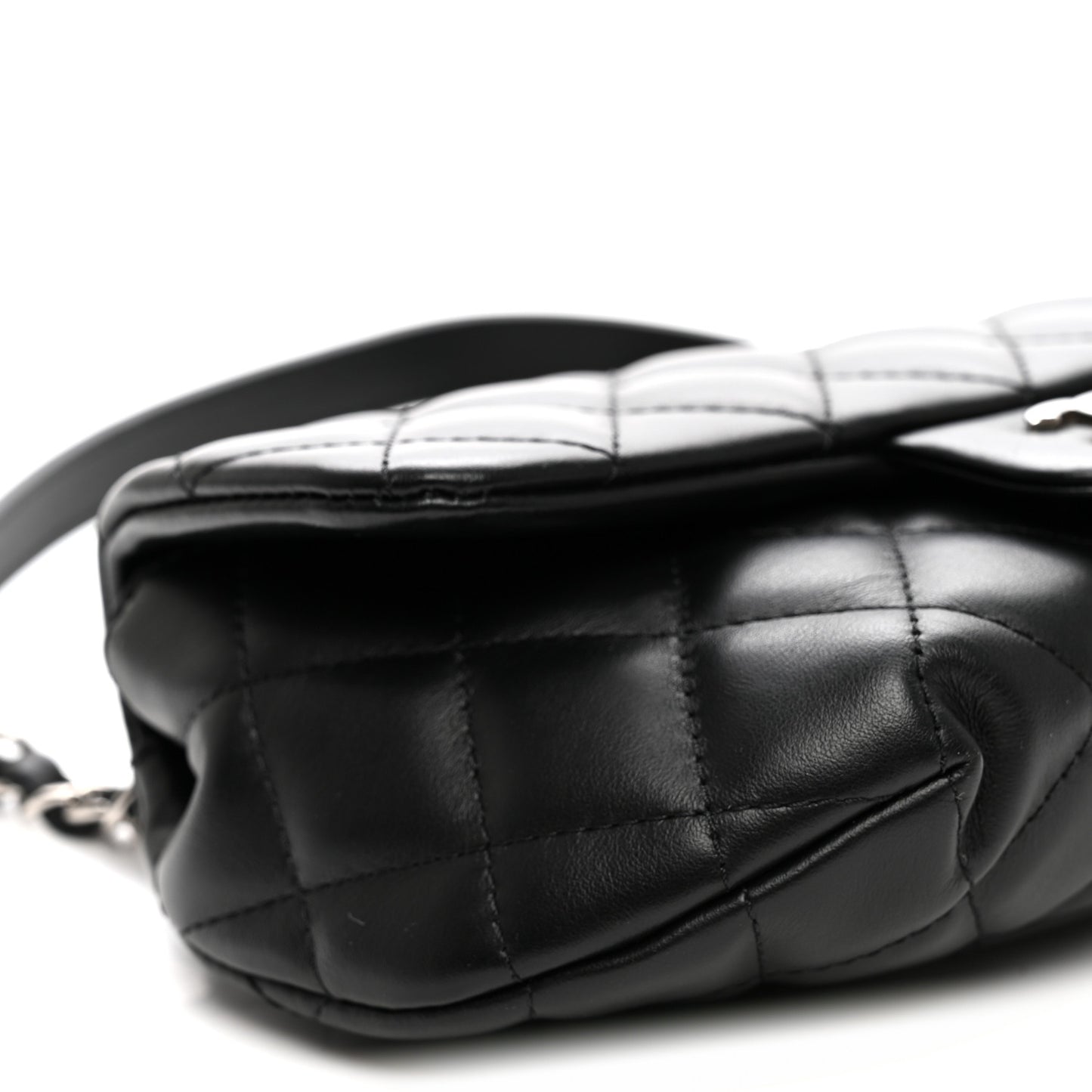 Calfskin Quilted CC Uniform Flap Belt Bag Black