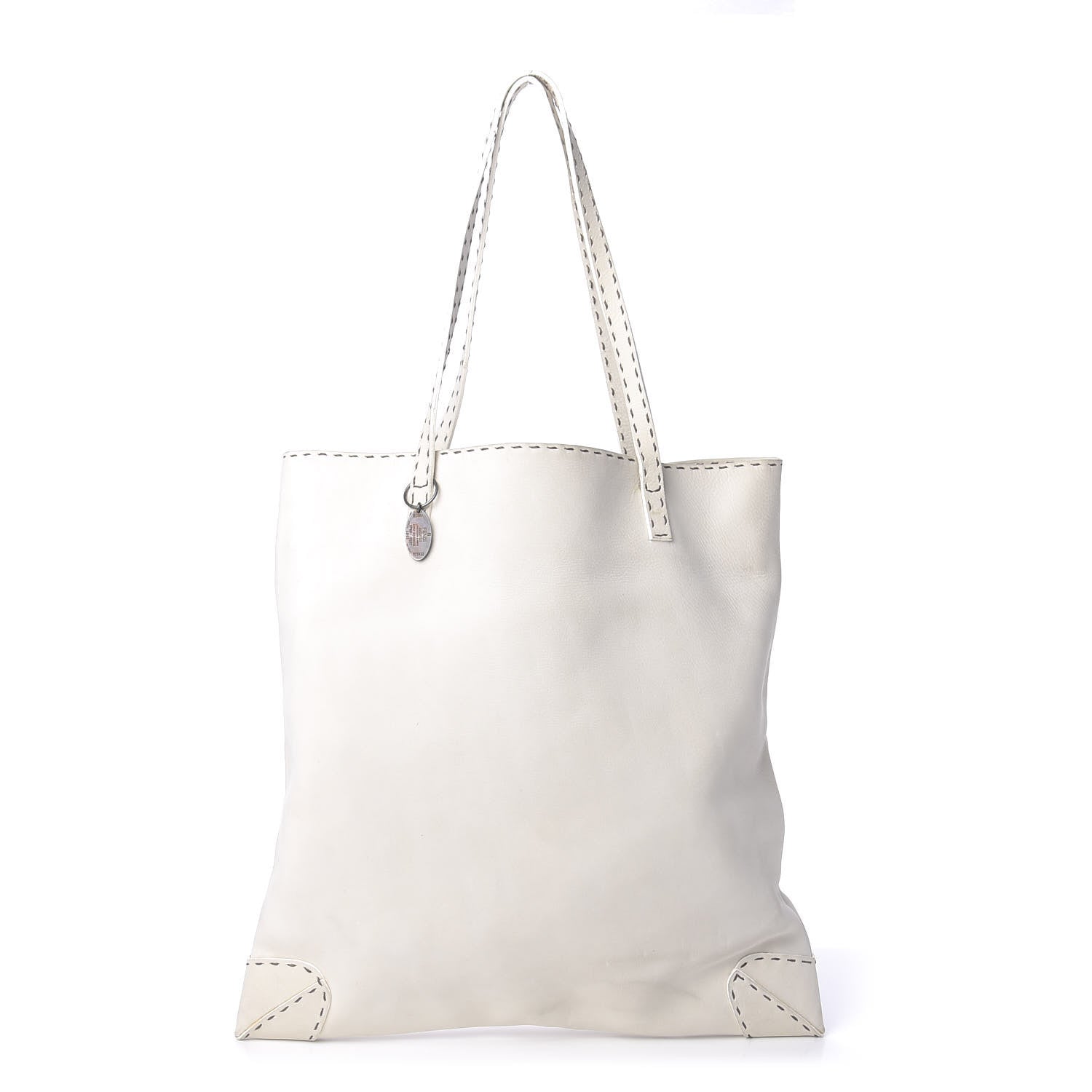 Fendi Calfskin Romano Selleria Tote White 1 of 14