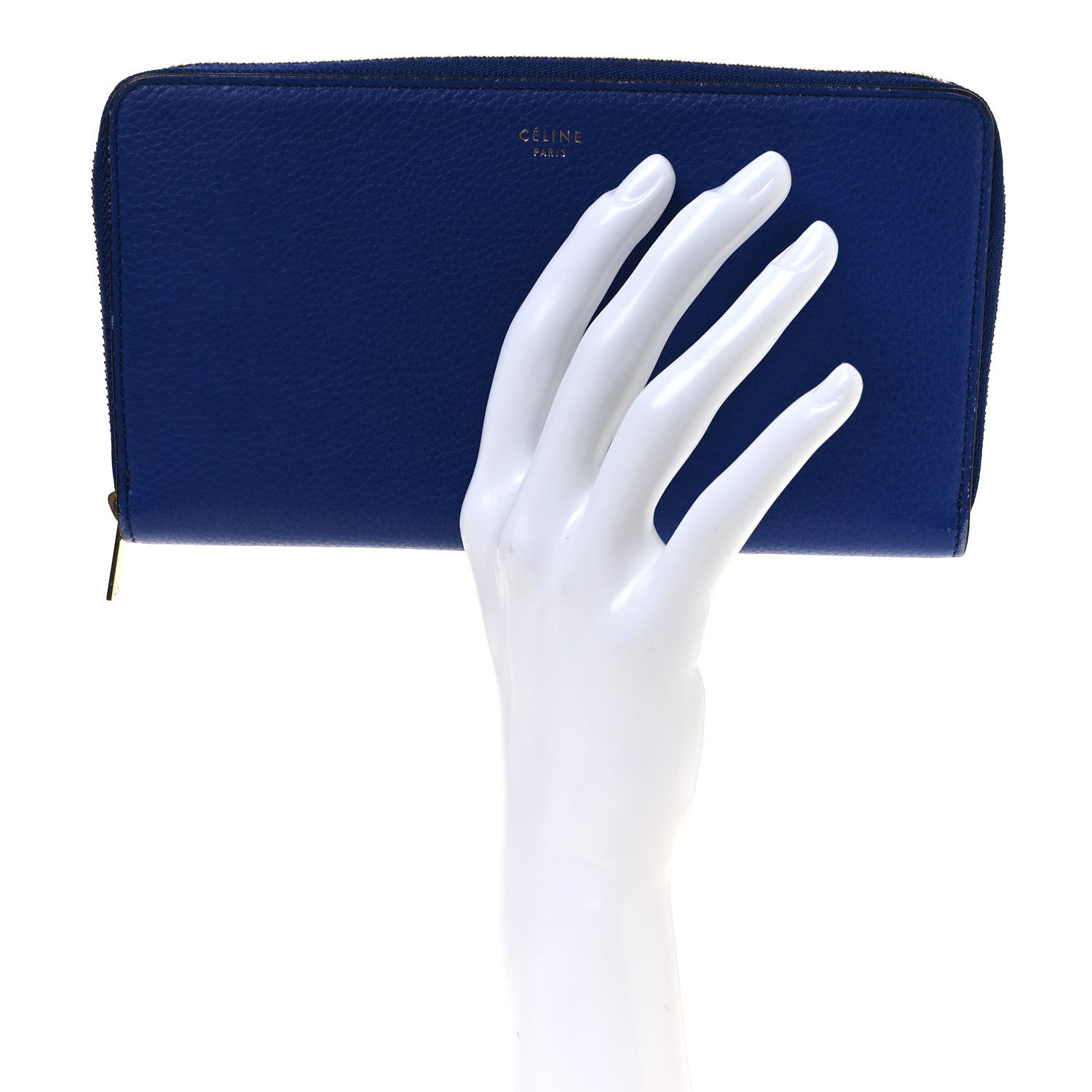 Celine Drummed Calfskin Large Zip Around Multifunction Wallet Indigo 2 of 10