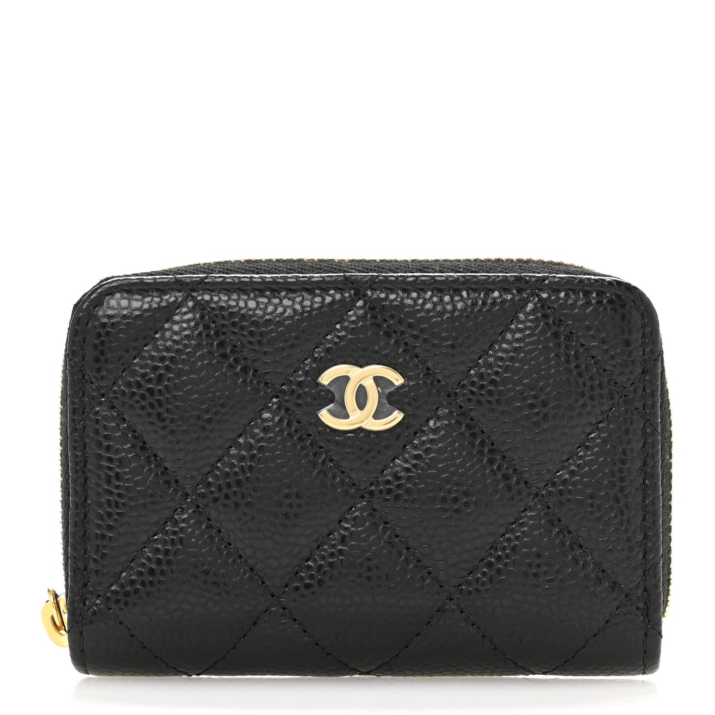 Caviar Quilted Zip Coin Purse Black