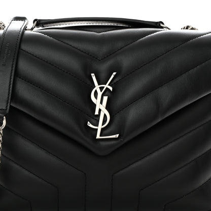Saint Laurent Calfskin Y Quilted Monogram Small Loulou Chain Satchel Black 8 of 10