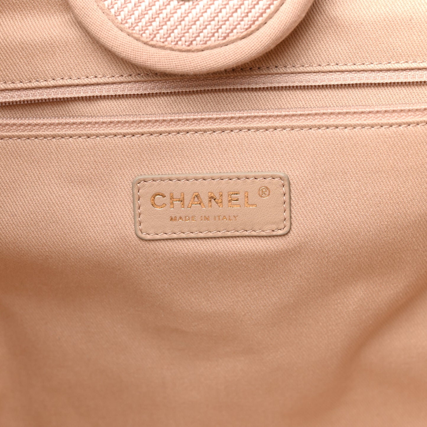 Mixed Fibers Calfskin Medium Deauville Tote Beige