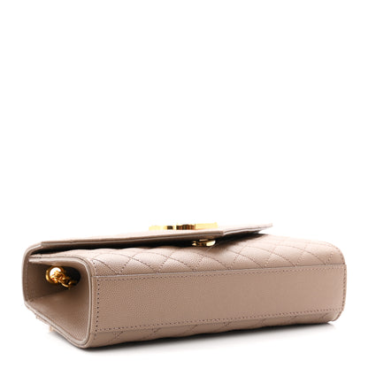 Saint Laurent Grain De Poudre Textured Mixed Matelasse Triquilt Small Monogram Satchel Taupe 4 of 10