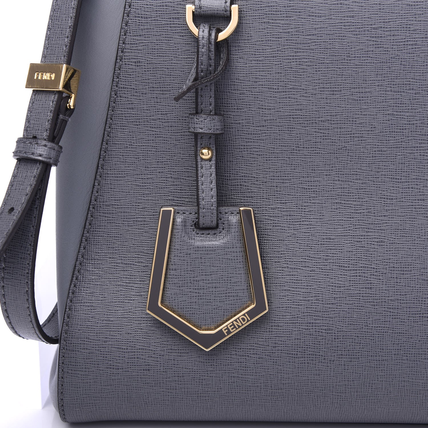 Fendi Vitello Elite Petite 2Jours Tote Grigio Grigio Chiaro 9 of 9