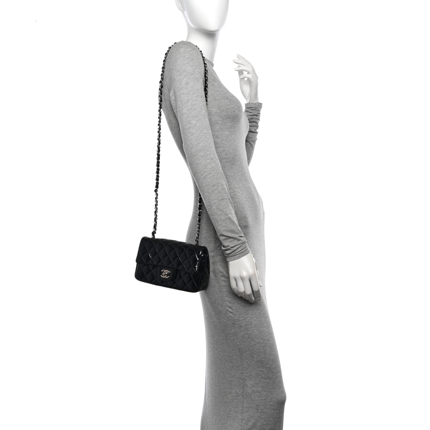 Chanel Patent Calfskin Quilted Mini Rectangular Flap Black 2 of 14