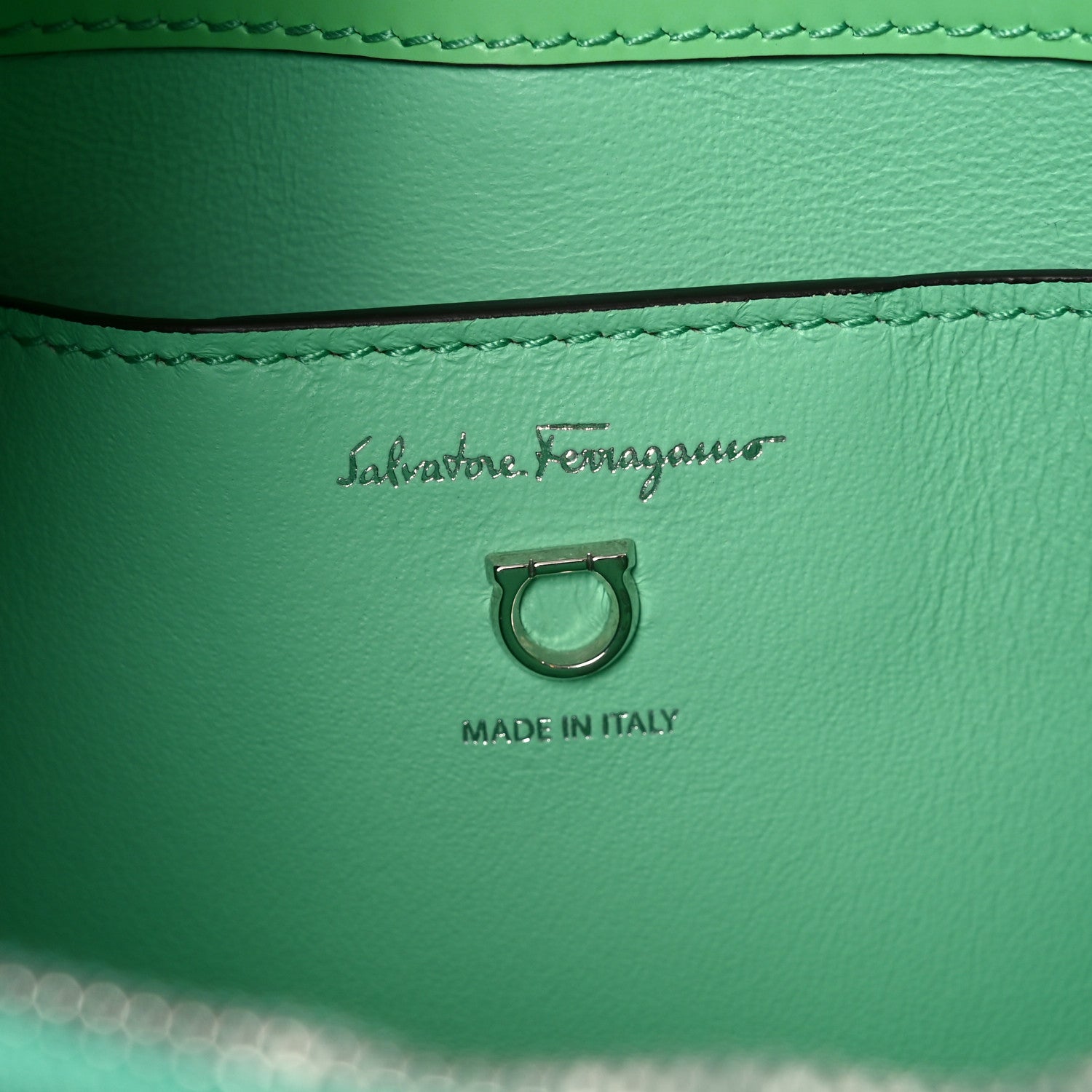 Salvatore Ferragamo Calfskin Trifolio Shoulder Bag Light Green 6 of 9
