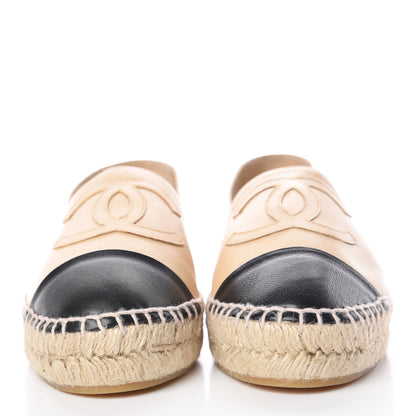 Chanel Lambskin CC Espadrilles 38 Beige Black 2 of 10