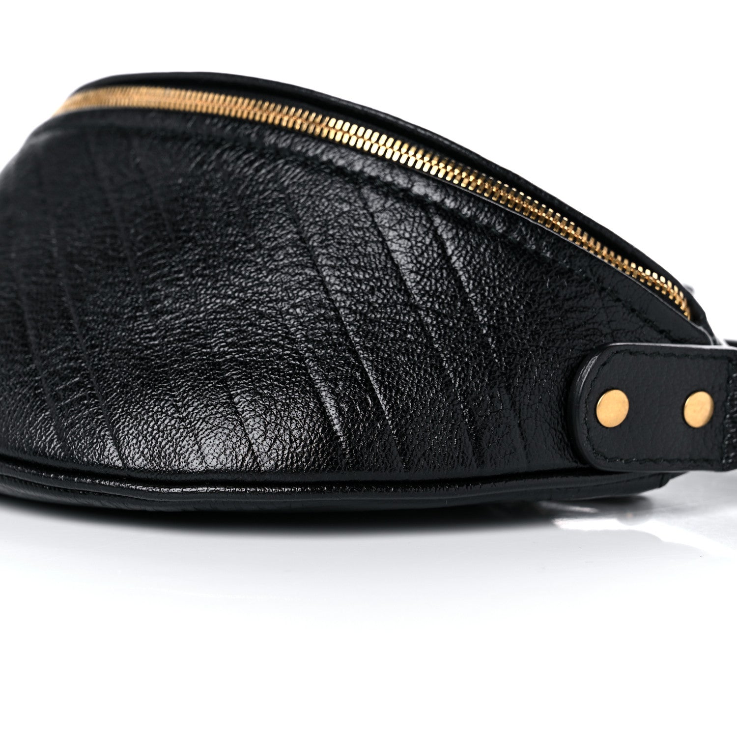 Balenciaga Shiny Goatskin Allover Logo Embossed XXS Souvenir Belt Bag Black 8 of 10