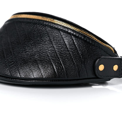 Balenciaga Shiny Goatskin Allover Logo Embossed XXS Souvenir Belt Bag Black 8 of 10