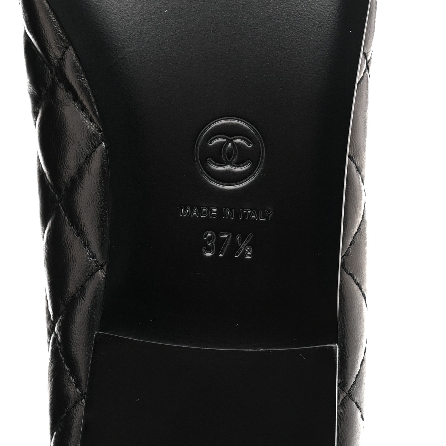 Chanel Aged Calfskin Quilted CC Cap Toe Ballerina Flats 37.5 Black 8 of 10