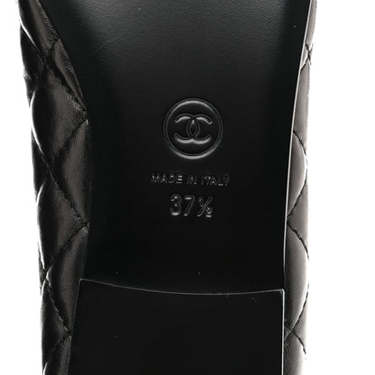 Chanel Aged Calfskin Quilted CC Cap Toe Ballerina Flats 37.5 Black 8 of 10