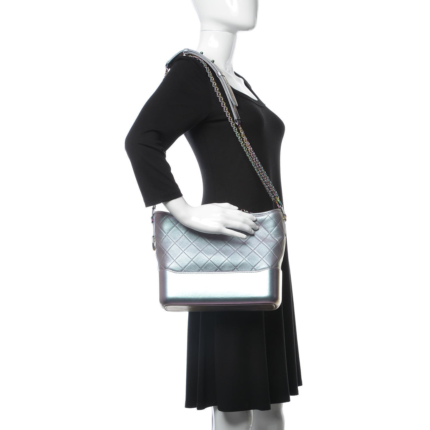 Iridescent Lambskin Calfskin Quilted Medium Gabrielle Hobo Light Purple