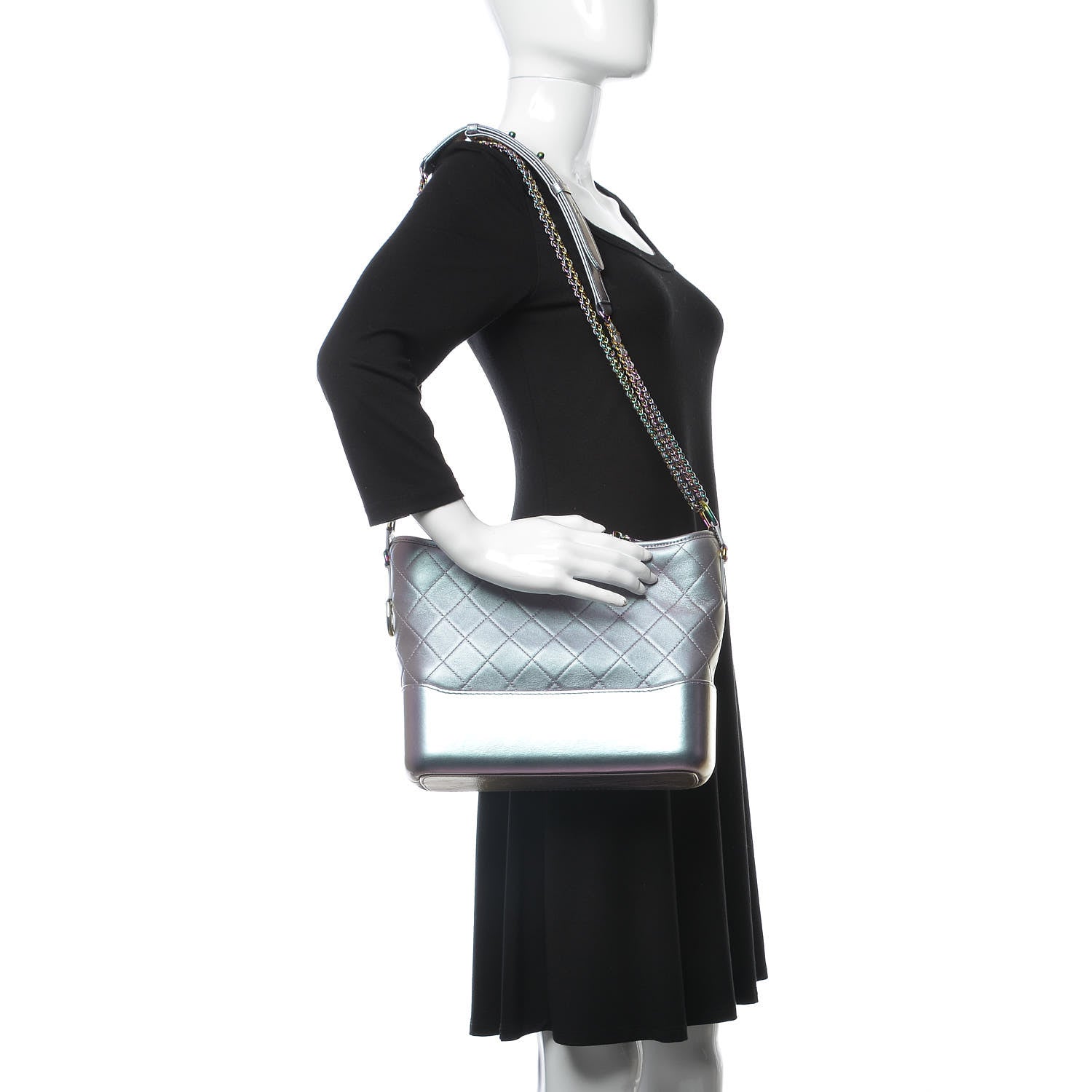 Chanel Iridescent Lambskin Calfskin Quilted Medium Gabrielle Hobo Light Purple 3 of 9