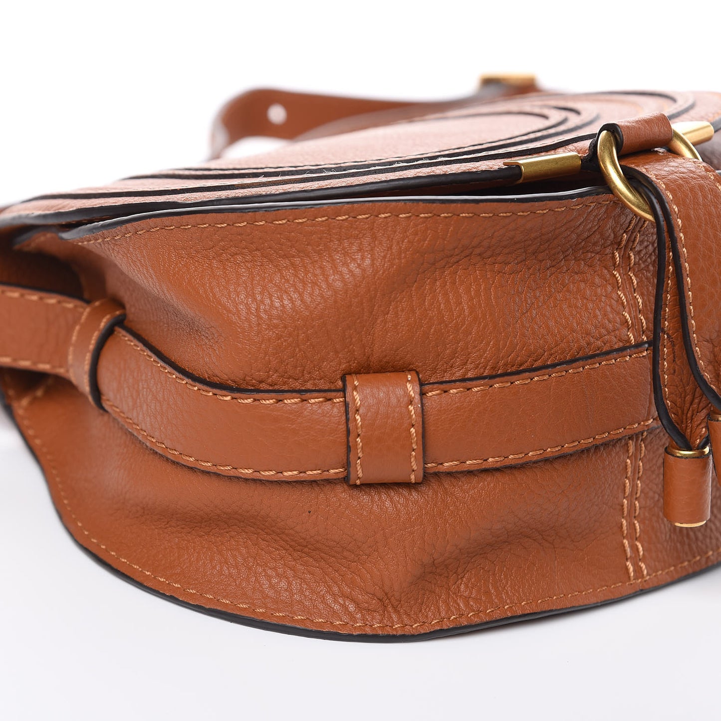 Calfskin Mini Marcie Round Crossbody Bag Tan