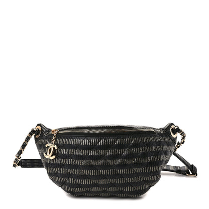 Chanel Metallic Caviar Quilted Waist Bag Black Gold 1 of 10