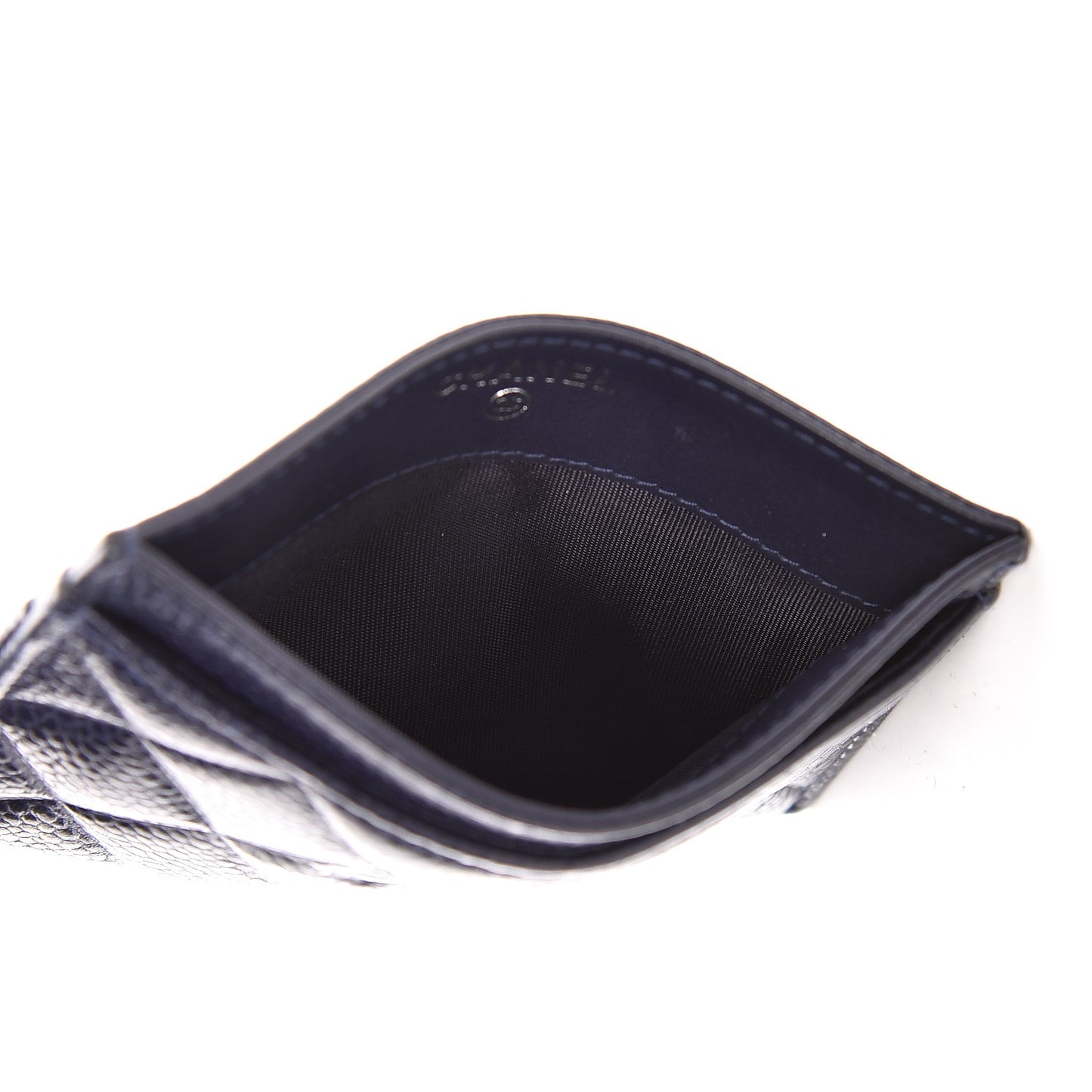 Caviar Quilted Diamond CC Card Holder Dark Navy