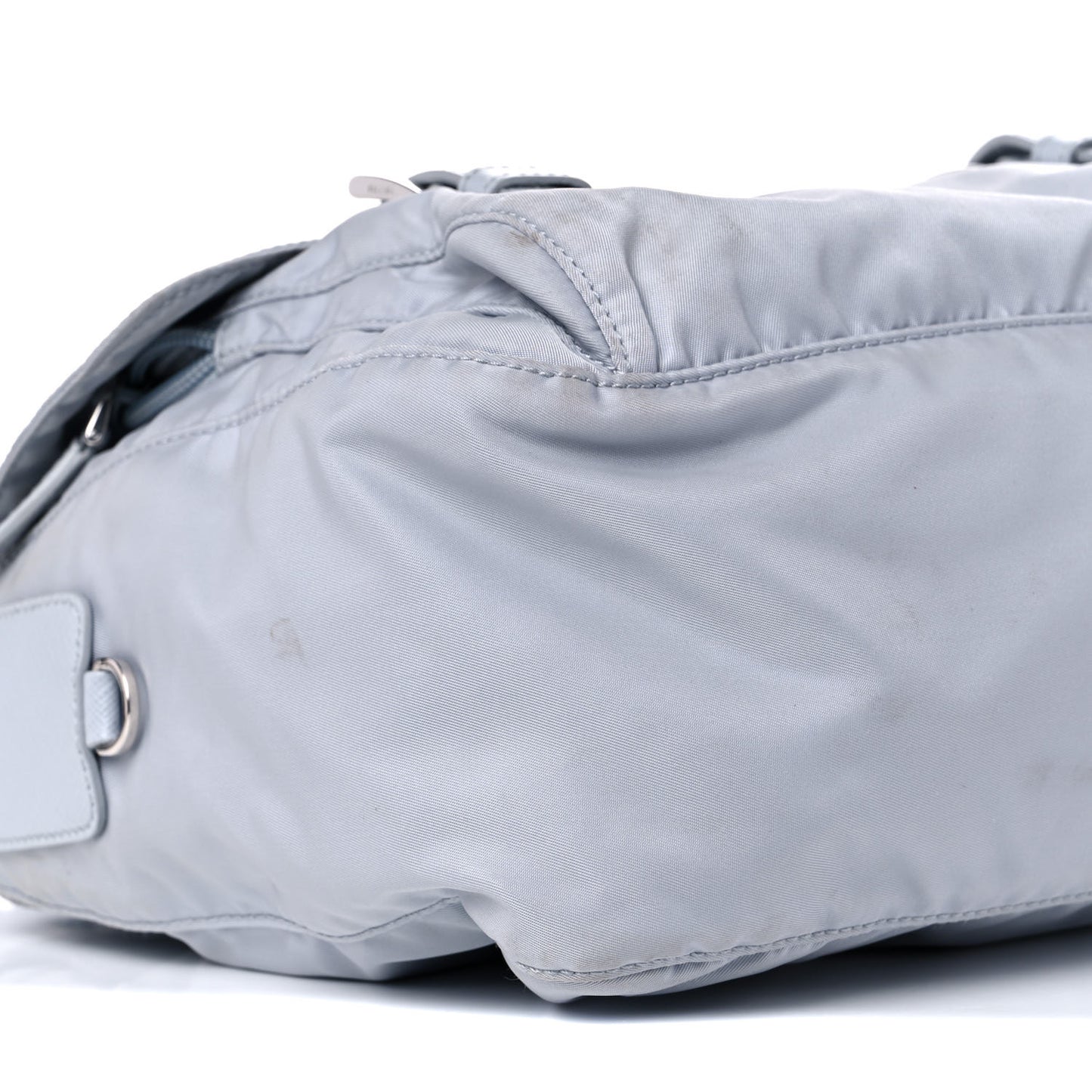 Re-Nylon Vela Saffiano Pocket Double Buckle Messenger Shoulder Bag Fiordaliso