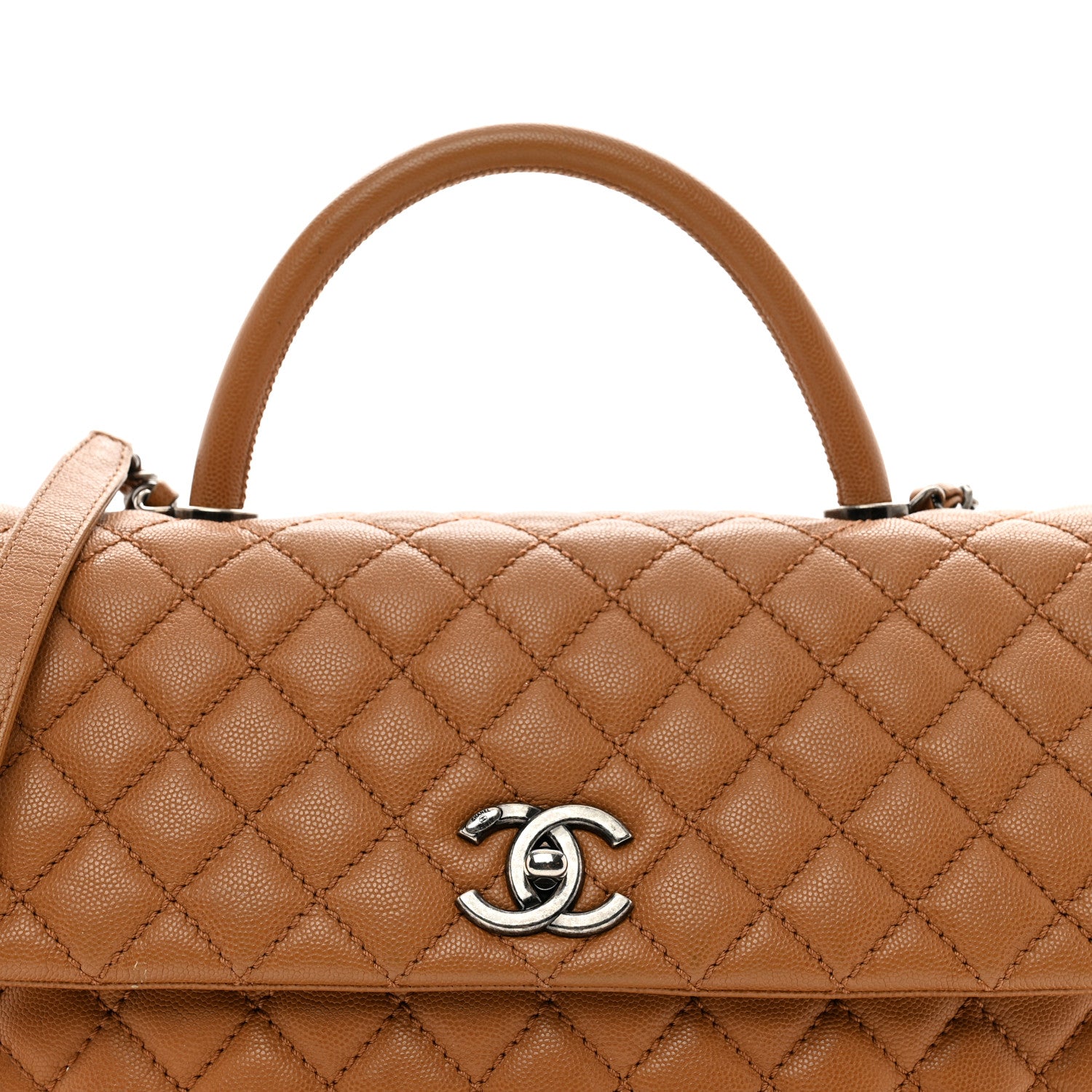 Chanel Caviar Quilted Medium Coco Handle Flap Camel 5 of 14