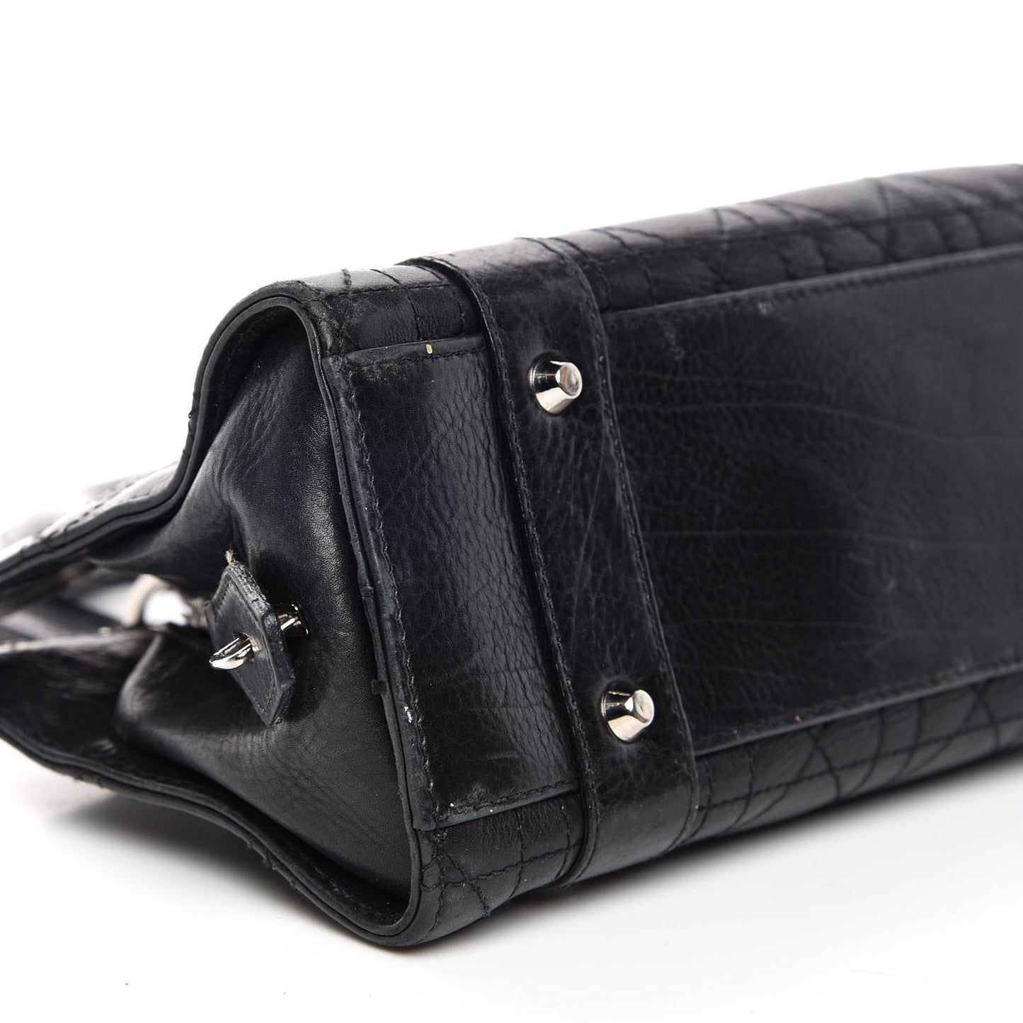 Calfskin Cannage Stitched Small Lady East West Lady Dior Black