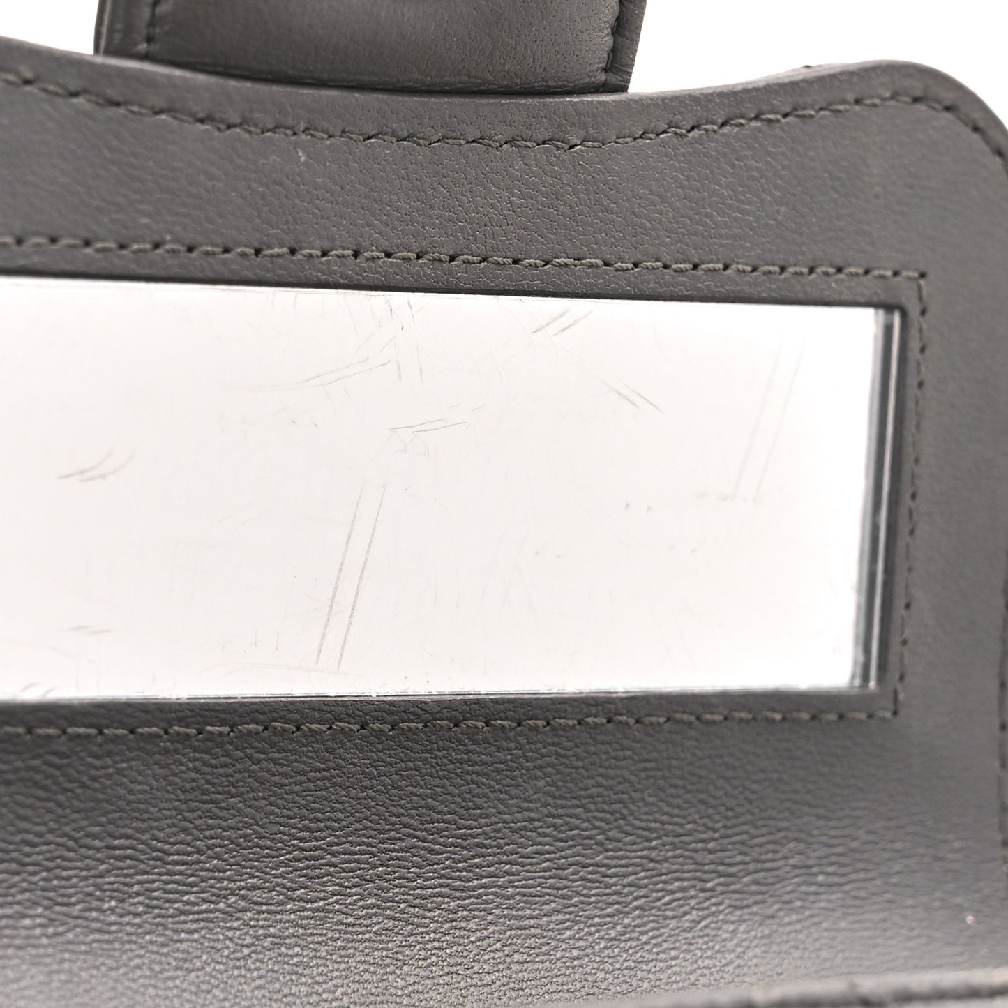 Lambskin Quilted Top Handle Flap Clutch With Chain Grey