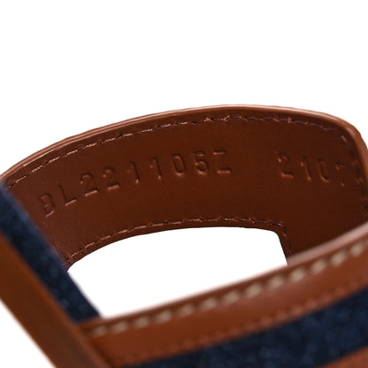 Hermes Calfskin Denim Oran Sandals 36.5 Bleu Brut Gold 8 of 9
