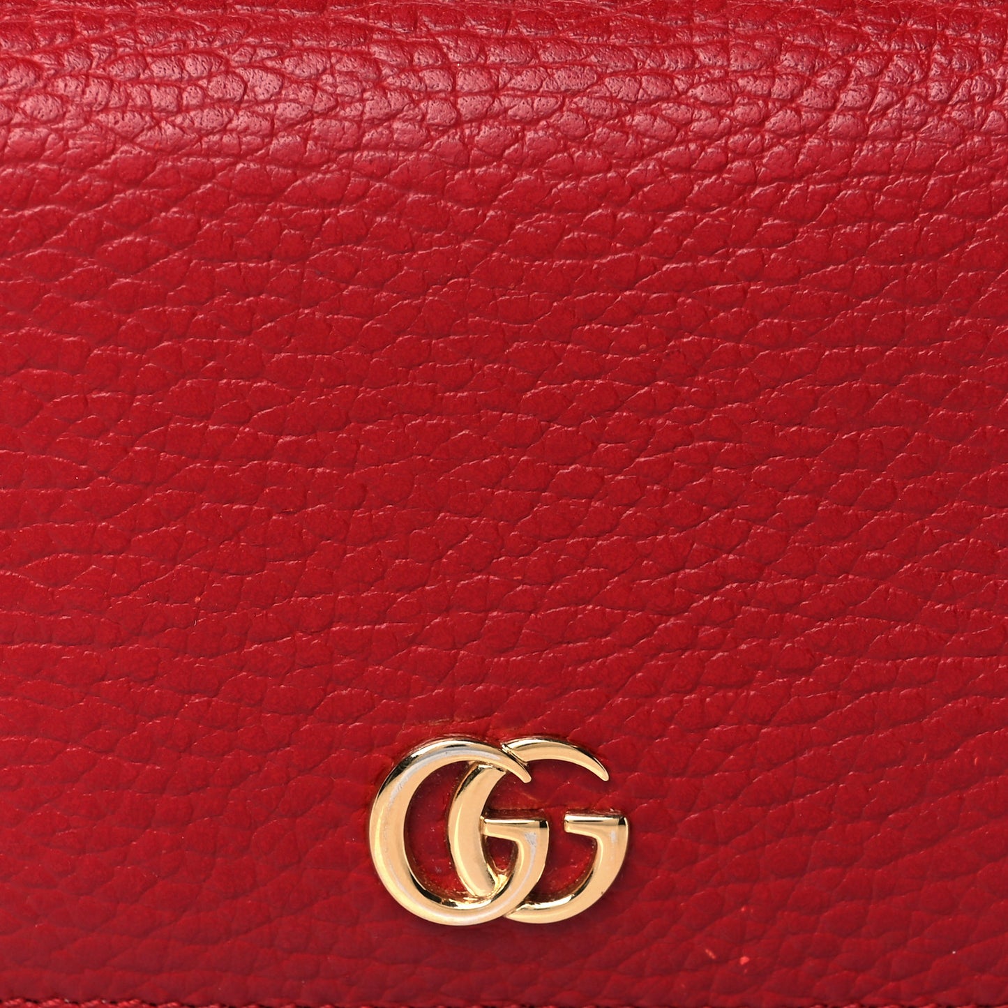 Pebbled Calfskin GG Marmont Card Case Hibiscus Red