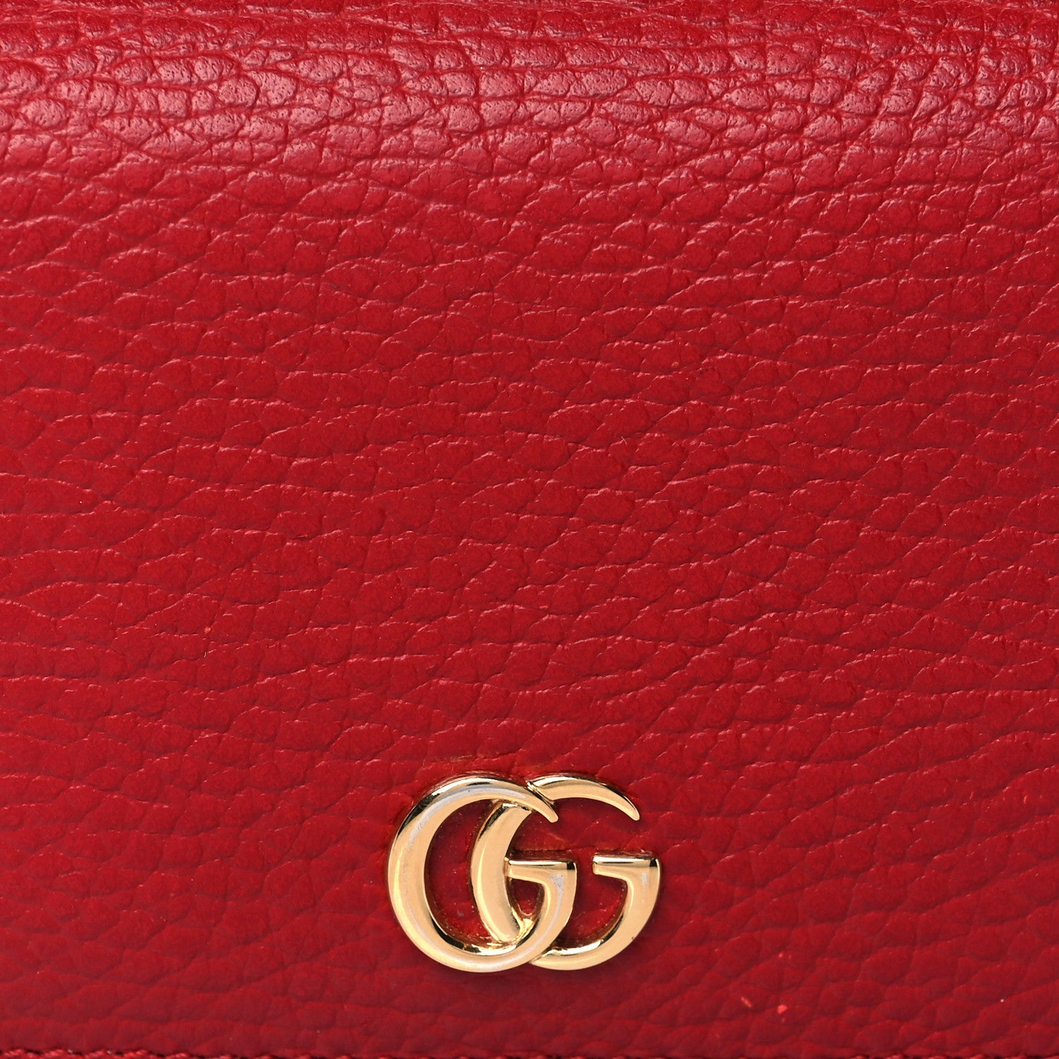 Gucci Pebbled Calfskin GG Marmont Card Case Hibiscus Red 7 of 7
