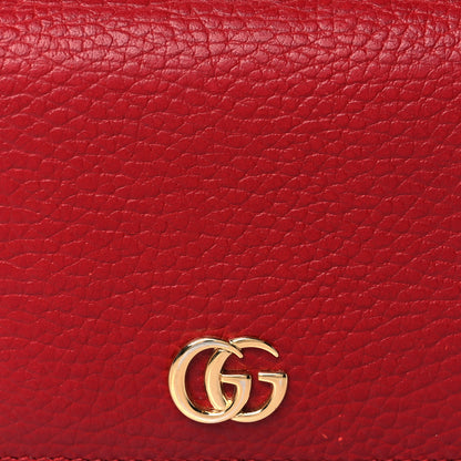 Gucci Pebbled Calfskin GG Marmont Card Case Hibiscus Red 7 of 7