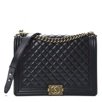 Chanel Glazed Calfskin Quilted Large Boy Flap Black 1 of 14