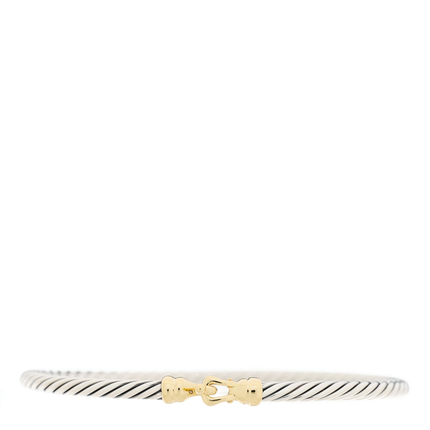 David Yurman Sterling Silver 18K Yellow Gold 3mm Cable Buckle Bracelet 1 of 3