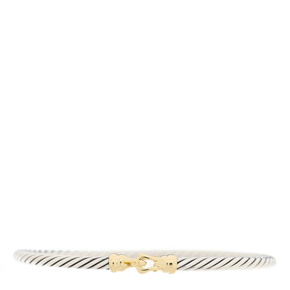 David Yurman Sterling Silver 18K Yellow Gold 3mm Cable Buckle Bracelet 1 of 3