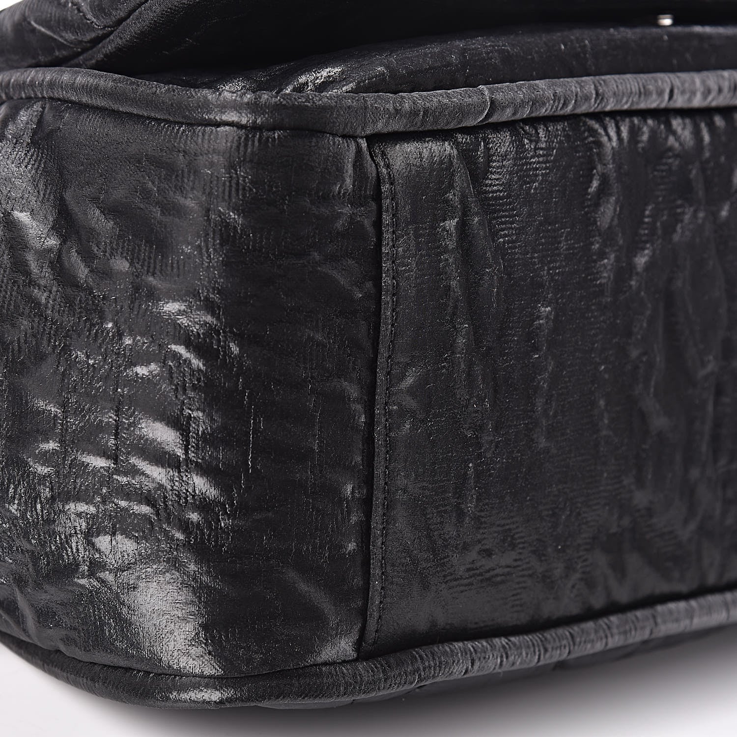 Chanel Crinkled Coated Canvas Quilted Flap Black 9 of 10