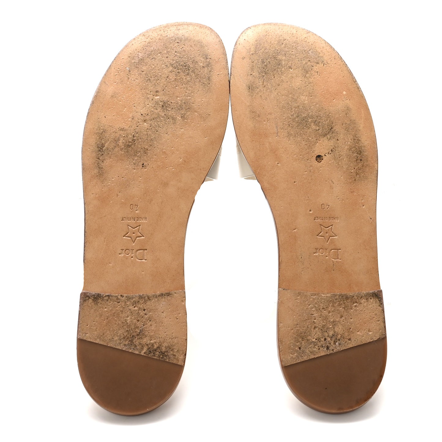 Calfskin Canvas Embroidered Dway Flat Slide Sandals 40 Off White