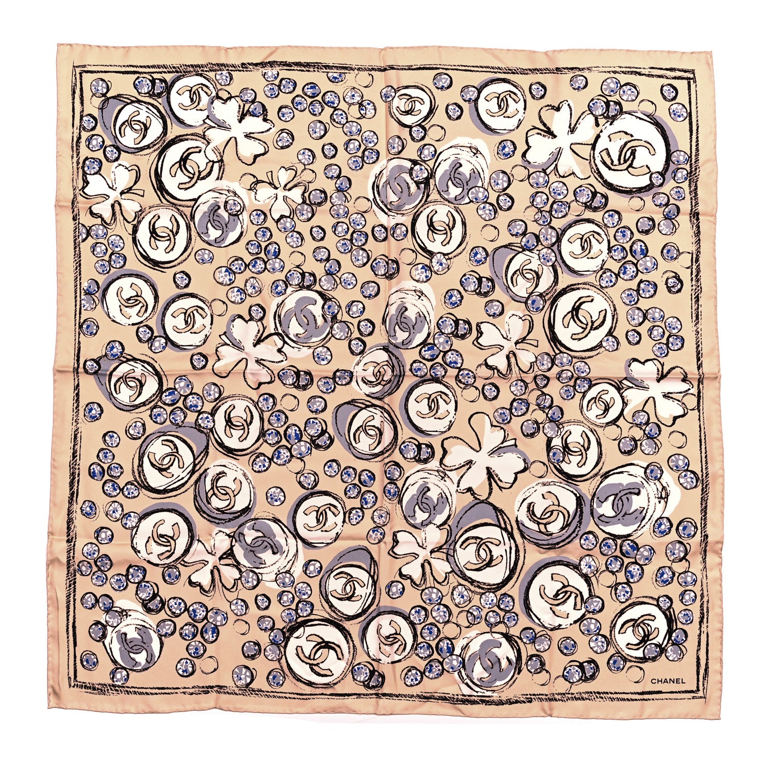 Chanel Silk Camellia CC Square Scarf 1 of 4