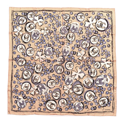 Chanel Silk Camellia CC Square Scarf 1 of 4