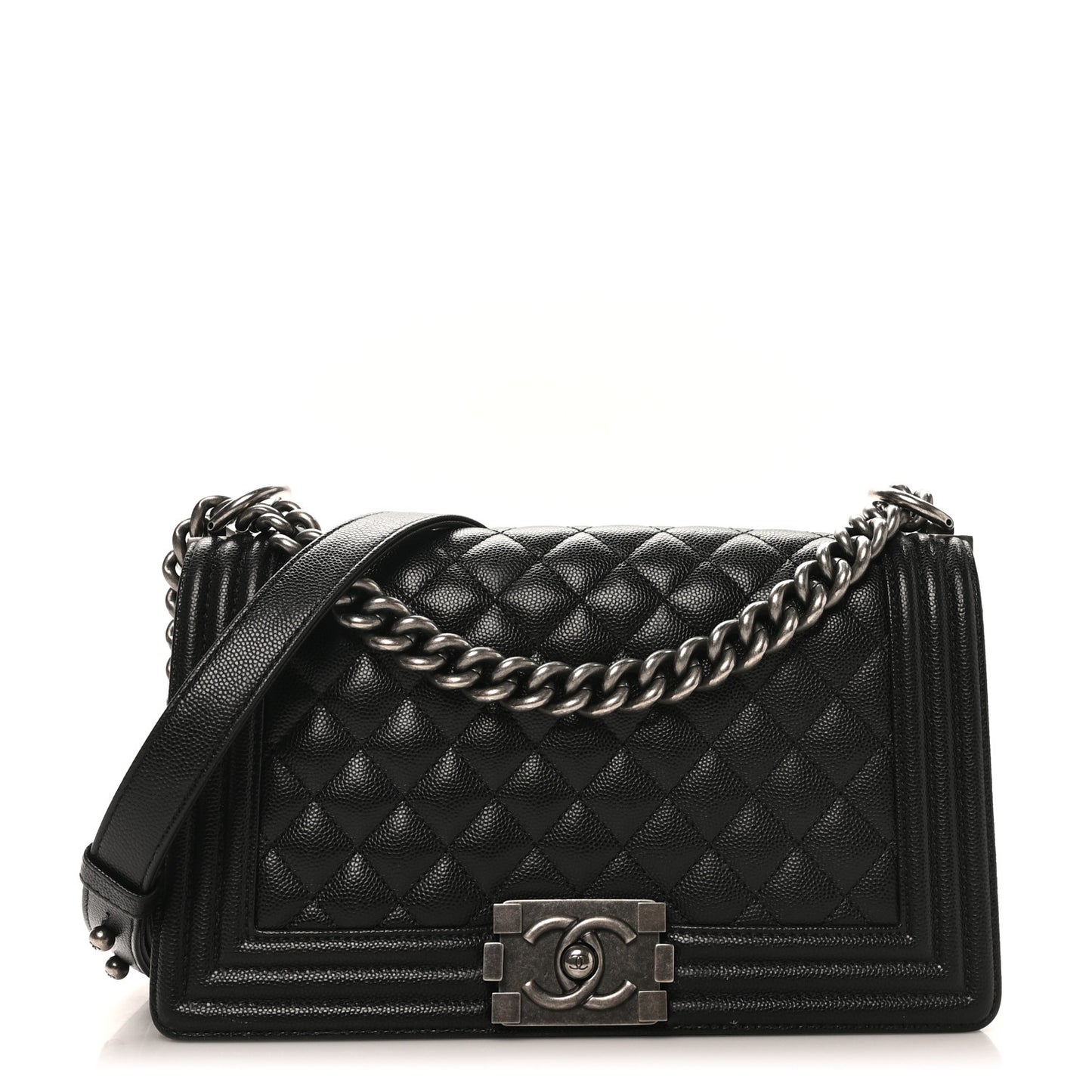 Caviar Quilted Medium Boy Flap Black