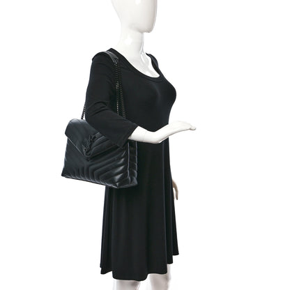 Saint Laurent Calfskin Y Quilted Monogram Monochrome Medium Loulou Chain Satchel Black 2 of 9