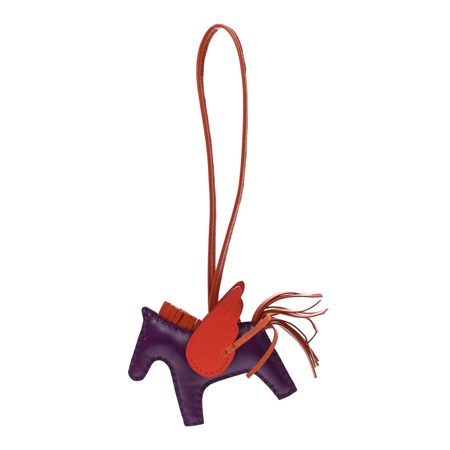 Milo Lambskin Grigri Rodeo Pegase Horse Bag Charm PM Violet Cornaline Capucine