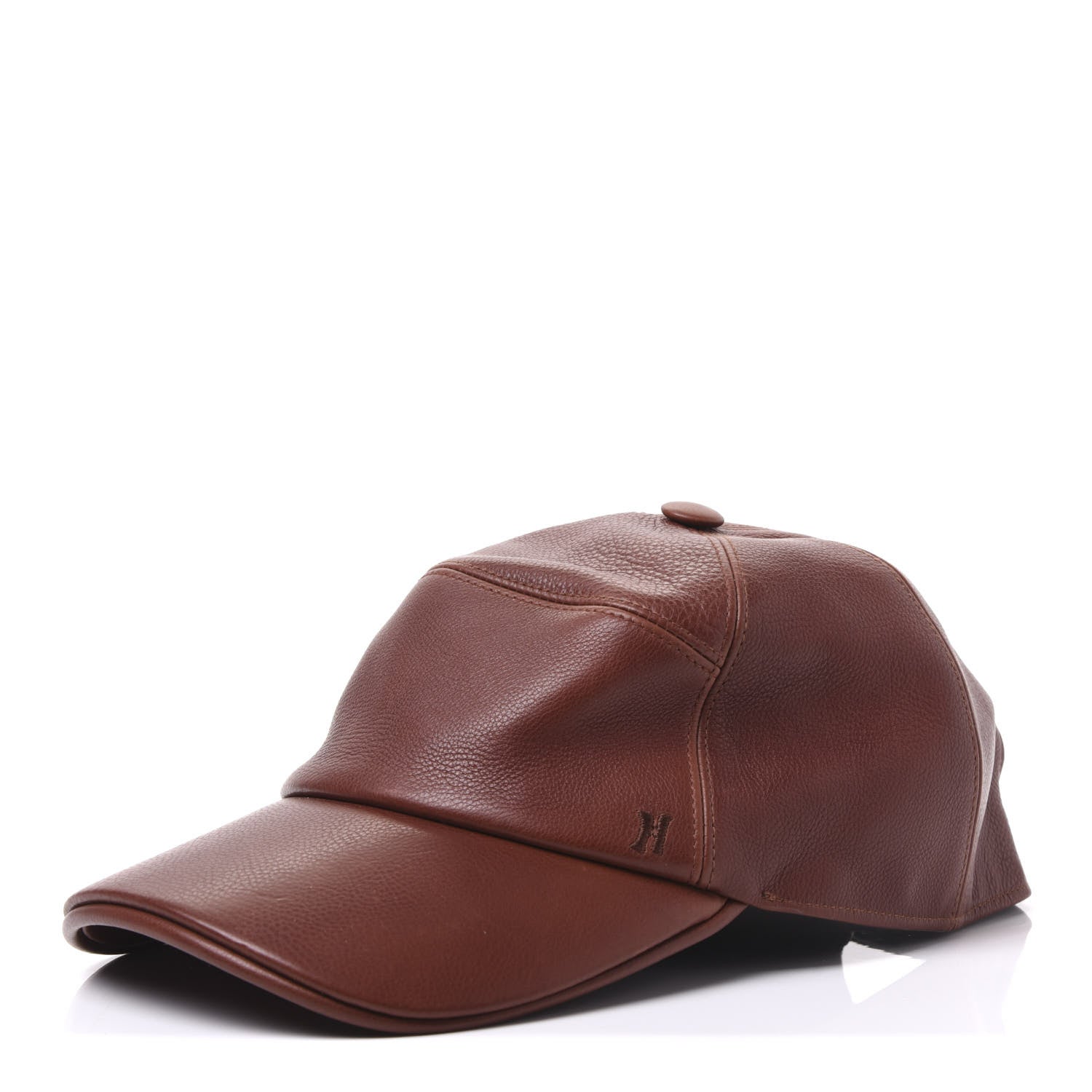 Hermes Grained Calfskin Mens Hat 60 Brown 1 of 8