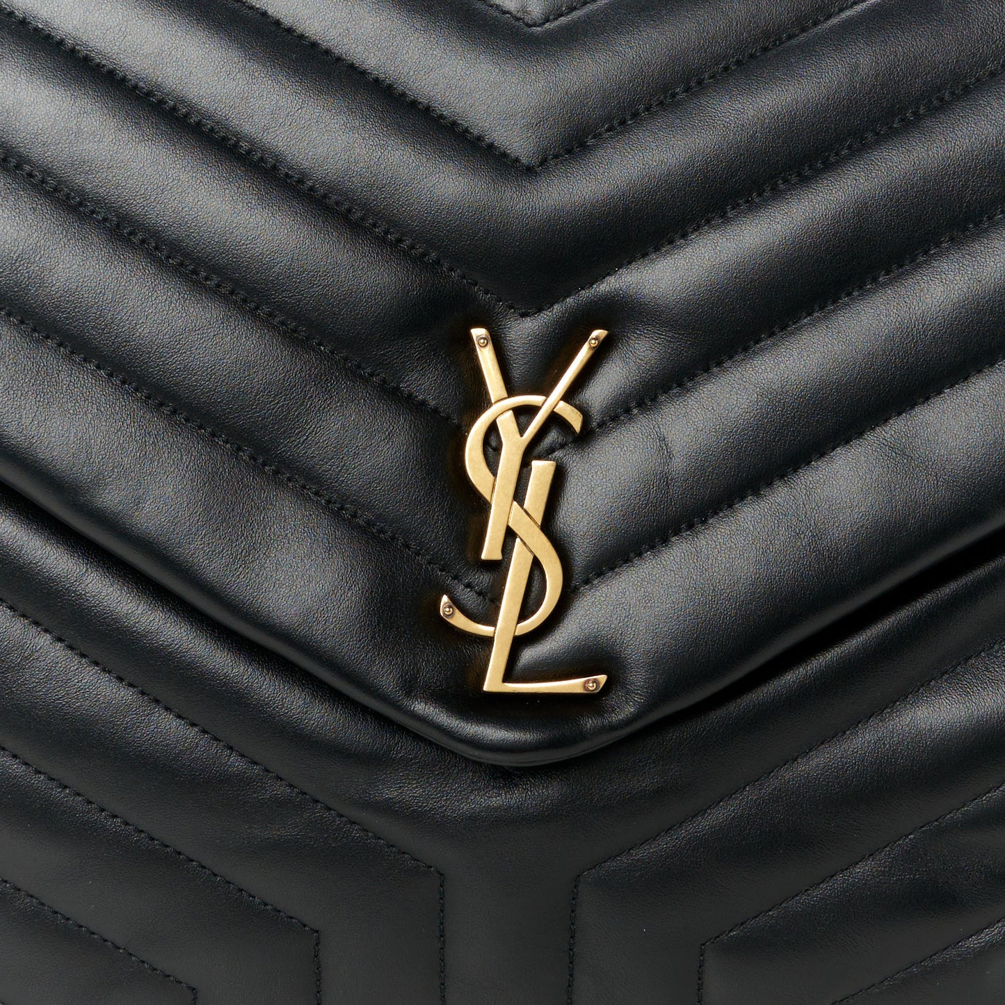 Calfskin Y Quilted Monogram Large Loulou Chain Satchel Black