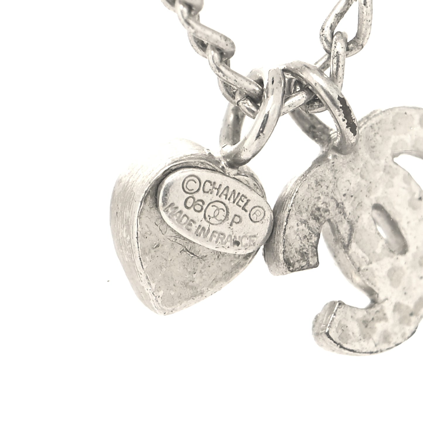 Crystal Mini Heart CC Necklace Silver