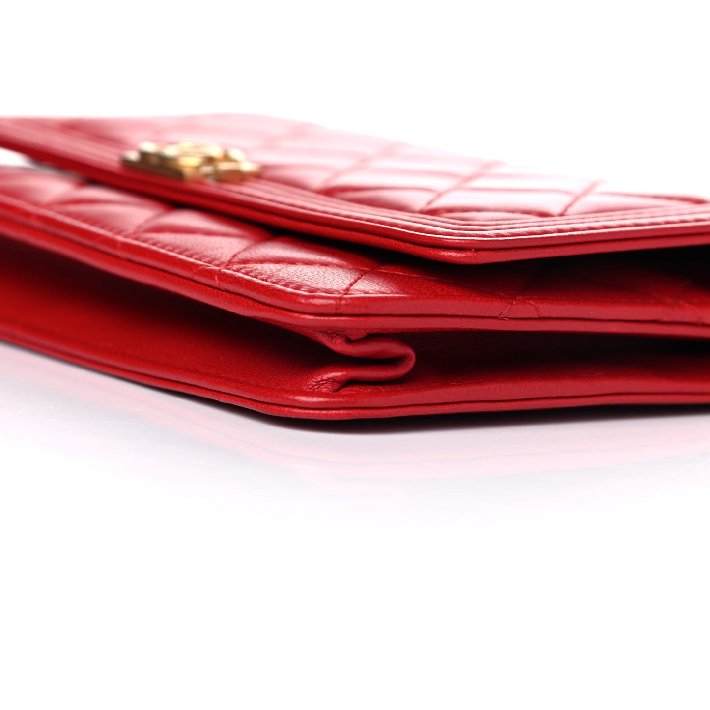 Lambskin Quilted Boy Wallet On Chain WOC Red