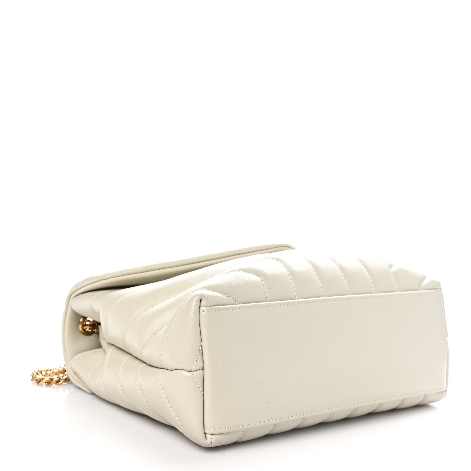 Saint Laurent Calfskin Y Quilted Monogram Small Loulou Chain Satchel Crema Soft 4 of 12